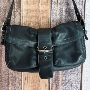 Coach Bag Soho Purse Y2K Vintage Leather Flap Hobo Shoulder Bag Black Classic